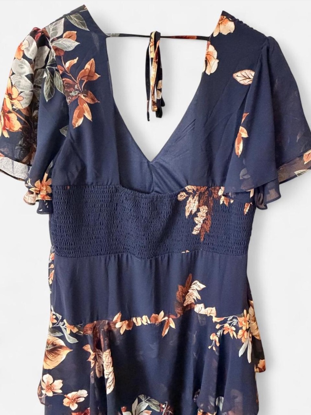 Lulu's Navy Floral High-Low Ruffle Maxi Dress - Picture 5 of 6